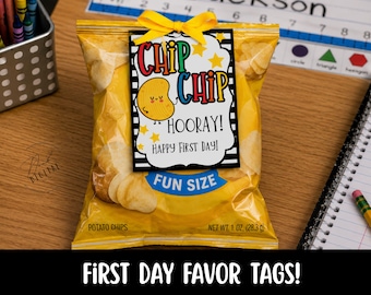 Back to School Chip Favor Tags: Printable (PDF)