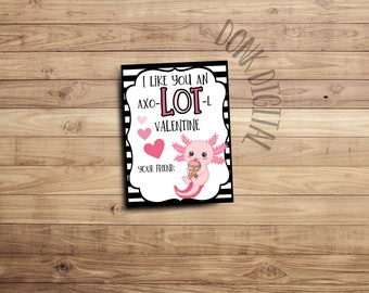 Cartes Axolotl pour la Saint-Valentin : étiquettes imprimables pour la Saint-Valentin (PDF)