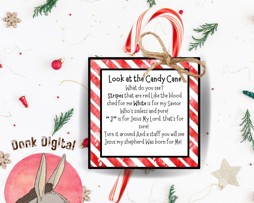 Candy Cane Tag - Candy Cane Story Tag - Stocking Stuffer Tag ...