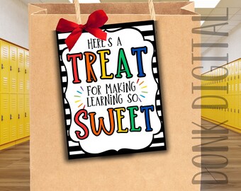 Teacher Appreciation Gift Tags: Printable Treat Tags (PDF)