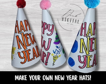 Printable New Years Eve Hats: DIY Party Hats (PDF)