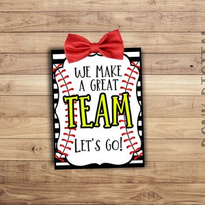 We make a great TEAM- Softball tag- Softball Favors- Team Gift Tag- Team Appreciation