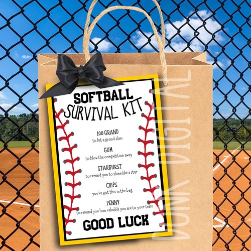 EDITABLE Softball Survival Kit Printable Gift Bag Printable Etsy