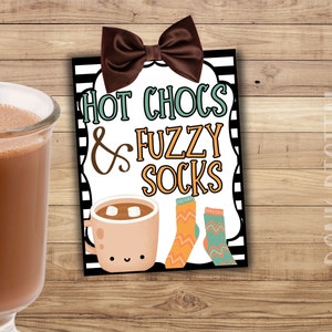 Hot Chocs and Fuzzy Socks Gift Tag: Fall Thanksgiving (PDF)