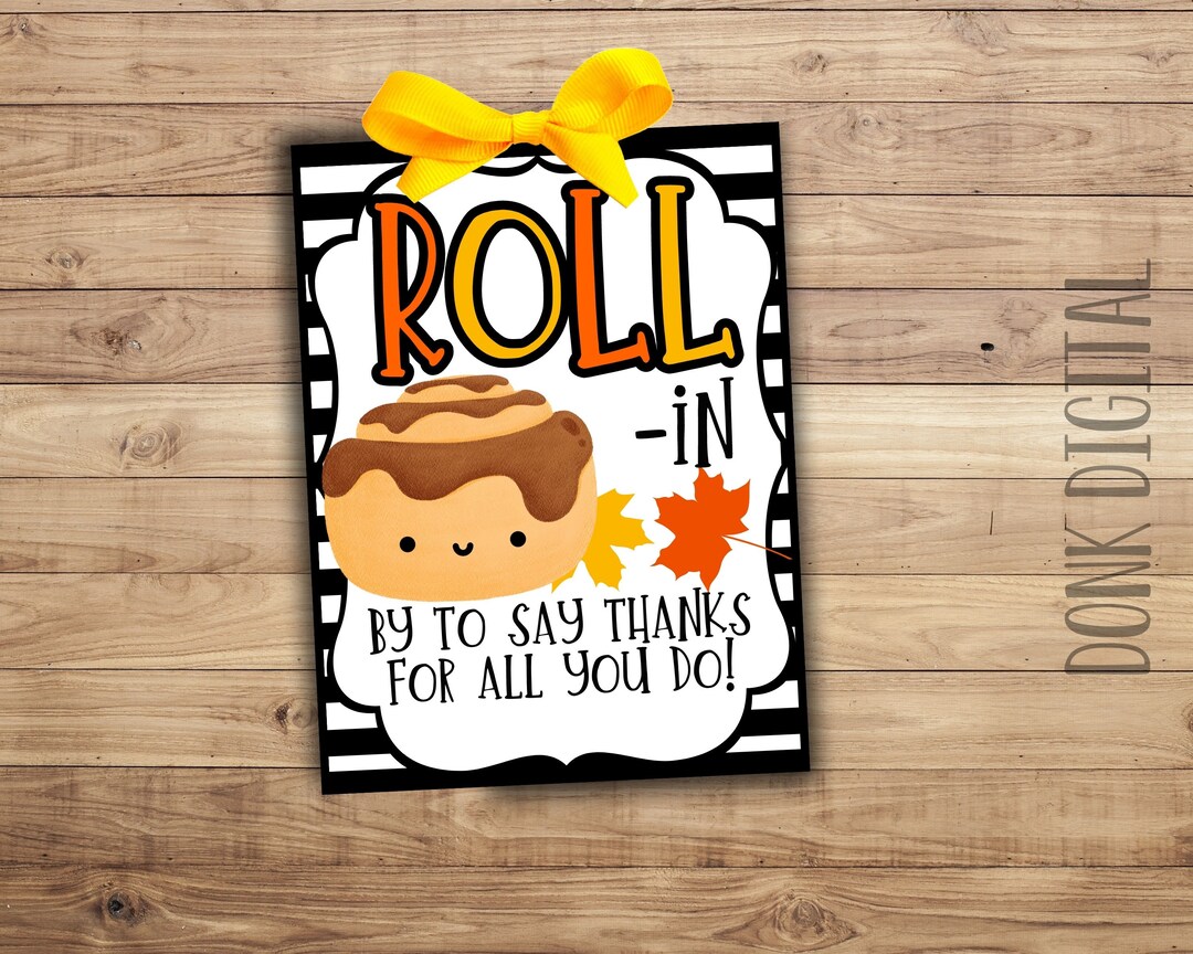 Fall Appreciation Tag: Cinnamon Roll Thank You Gift (PDF) - Etsy