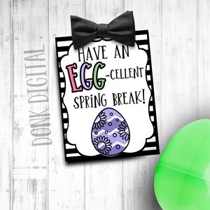 Spring Break Easter Egg Gift Tags: Printable Student Handouts (Digital Download)