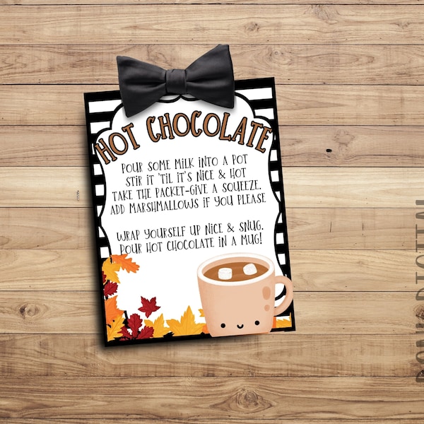 Fall Hot Chocolate Tags- Hot Cocoa Tag- fall Favors- Hot Chocolate Tags