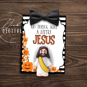 No tricks just a little JESUS - Sunday School Printable - Church Printable - Religious Tags- Halloween handout