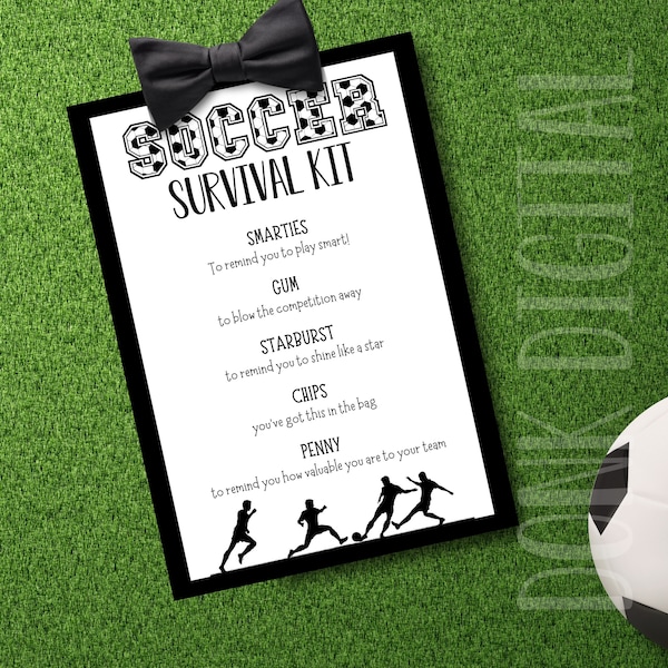 Soccer survival kit- Team Gift Printable - Sports Tags- Soccer Gift - Instant Download-