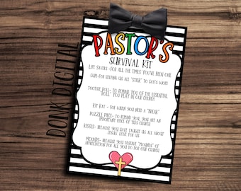 Pastor&#39;s Survival Kit Tags- Printable Survival Kit- Pastor Appreciation Month- Pastor Gift- Sunday School
