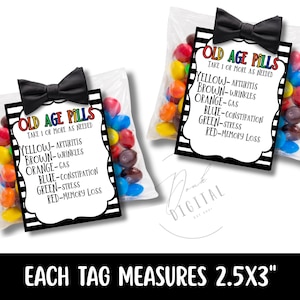 Old Age Pills Tag Printable-  Birthday Gag Gift (PDF)