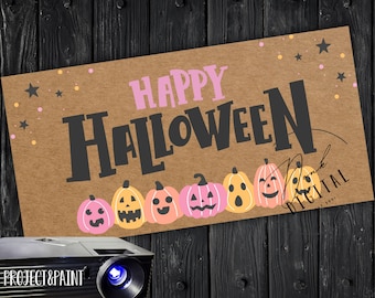 Paint Your Own HAPPY HALLOWEEN Banner | Printable Halloween Decor | Large Tracing Template PDF