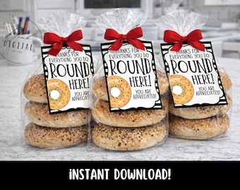 Bagel Appreciation Gift Tag: Employee/Teacher Thank You (PDF)