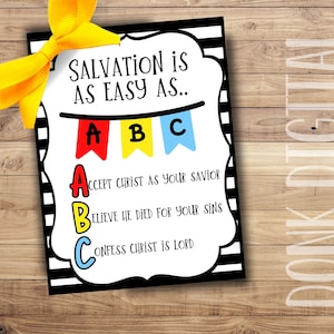 Salvation is as easy as ABC - Sunday School Printable - Church Printable - Religious Tags