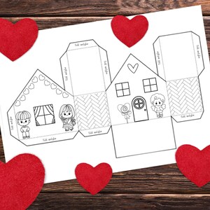 Valentine&#39;s Day House Coloring Page: Printable Craft (PDF)