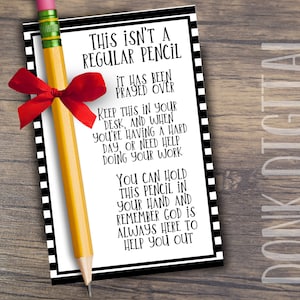 Pencil Prayer- Back to School Gift - Church Printable - Sunday School Printable - Church Printable - Religious Tags