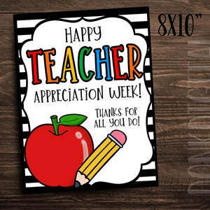 Teacher Appreciation Week Sign: Thank You Gift (PDF)
