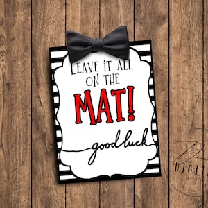 Laissez tout sur le tapis - Etiquettes de pom-pom girl porte-bonheur - Fichier PDF - Etiquette cadeau gymnastique - Etiquettes cadeaux équipe - Etiquette cadeau lutte