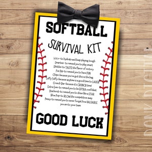 Softball Survival Kit- Team Gift Printable - Sports Tags- Softball Gift ...