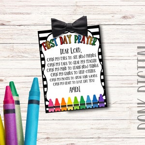 First Day of School Prayer Tag - Sunday School Printable - Church Printable - Religious Tags- Back To School