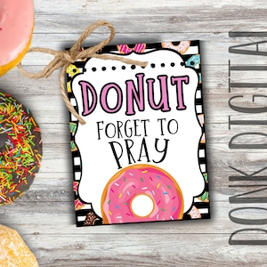 Donut forget to pray - Sunday School Printable - Church Printable - Religious Tags