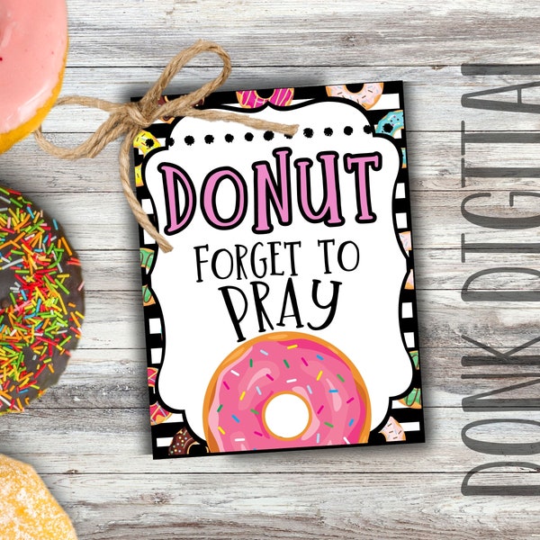 Donut forget to pray - Sunday School Printable - Church Printable - Religious Tags