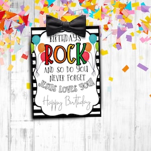 Geburtstage ROCK Jesus liebt dich - Sonntagsschule Printable - Kirche Printable - Religiöse Tags