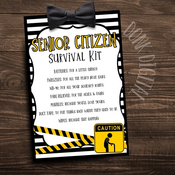 Senior Citizen Survival Kit- Over the Hill Survival Kit- Birthday Survival Kit - Old Surival Kit