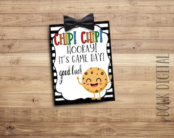 Chip Chip HOORAY it's game day- Good luck tag - Team Gift Tags- Competition Gift- game day treat tag