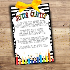 Jitter Glitter -Student Gift - Classroom gift - Teacher Printable- Back to school tag-