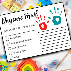 Daycare Notes Printable: Teacher Mail, Babysitter Communication (PDF)