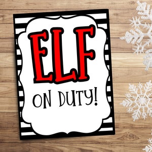 Signe d’elfe de service- Note d’elfe imprimable- Tradition de Noël- Je suis de retour- accessoires d’elfe- Arrivée d’elfe- Elfe de classe