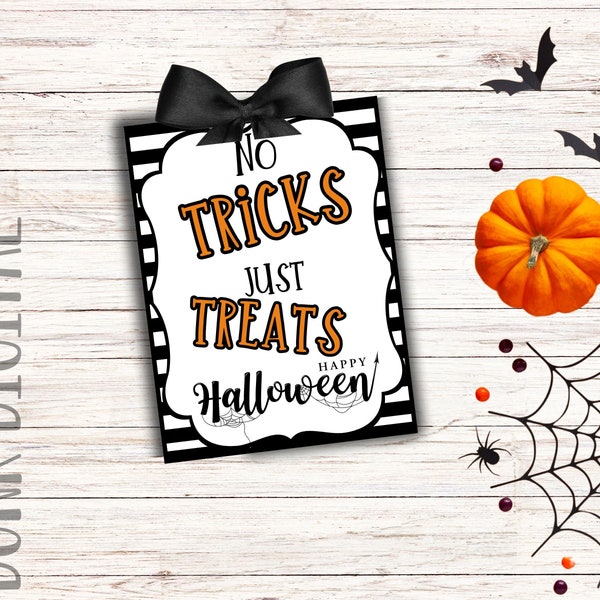 No TRICKS just TREATS- Halloween Treat Tags- Halloween Favor - Happy Halloween- Halloween Appreciation