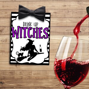 Beba BRUXAS - Etiquetas de vinho de Halloween - Favor de Halloween - Feliz Dia das Bruxas - Apreciação de Halloween
