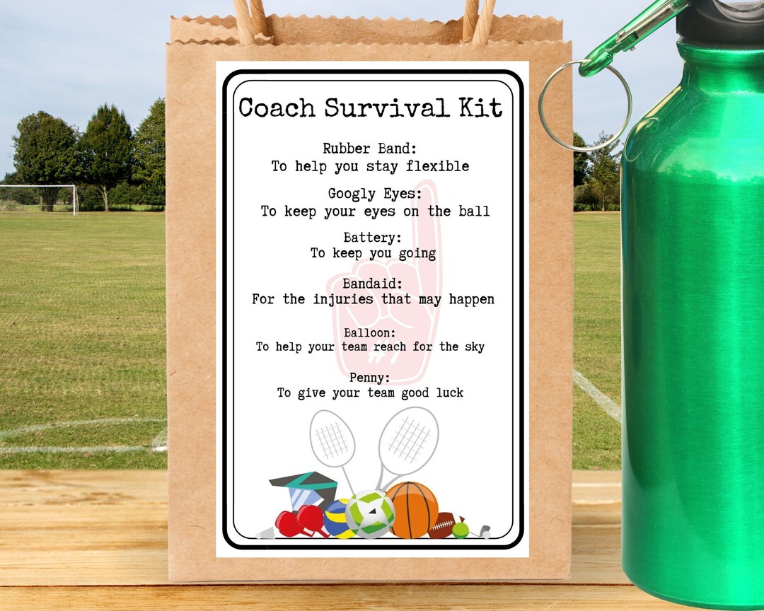 Coach Survival Kit Coach Gift Sports Coaches Printable Tags sport Coach