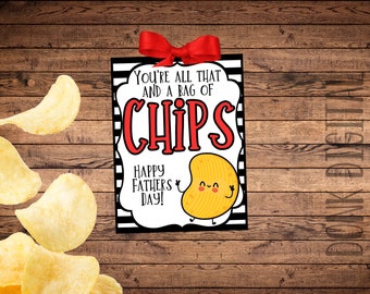 Funny Father&#39;s Day Chip Tag: Dad Birthday Gift (PDF)