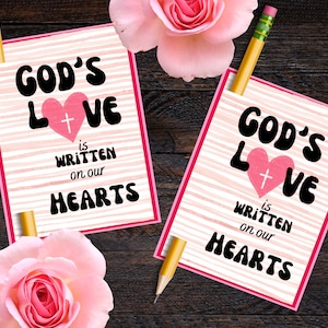 Christian Valentines -Bible Verse Valentine&#39;s- Printable Valentines - Church Valentine Hand out - Valentine Favors -  Religious Valentine