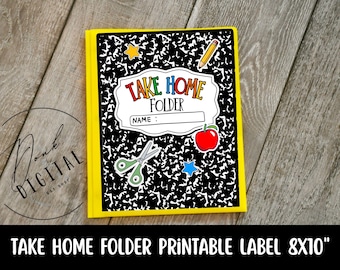 Komposition Notizbuch Take Home Ordner Label: 8 x 10 Printable (PDF Download)