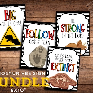 Dinosaur VBS Sign Bundle: Sunday School Church Decor (PDF)