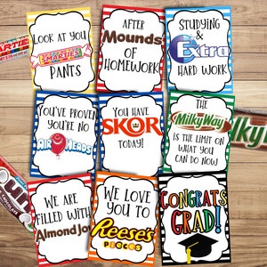 GRADUATION Candy Tags Candy Puns Candy Tags Graduation Gift Digital ...