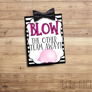 BLOW the other team away- Good luck tag - Team Gift Tags- Competition Gift-bubblegum tag