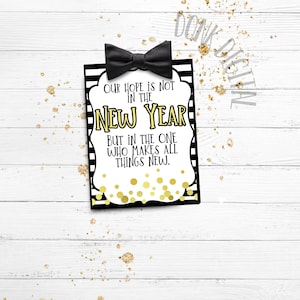 Religious New Years Wishes- Happy New Year Tag- Church Favor- Sunday School- New Years Blessings
