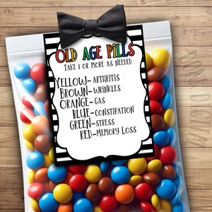 Old Age Pills Tag Printable- Over the hill- Birthday Gag Gift- Gag Gift