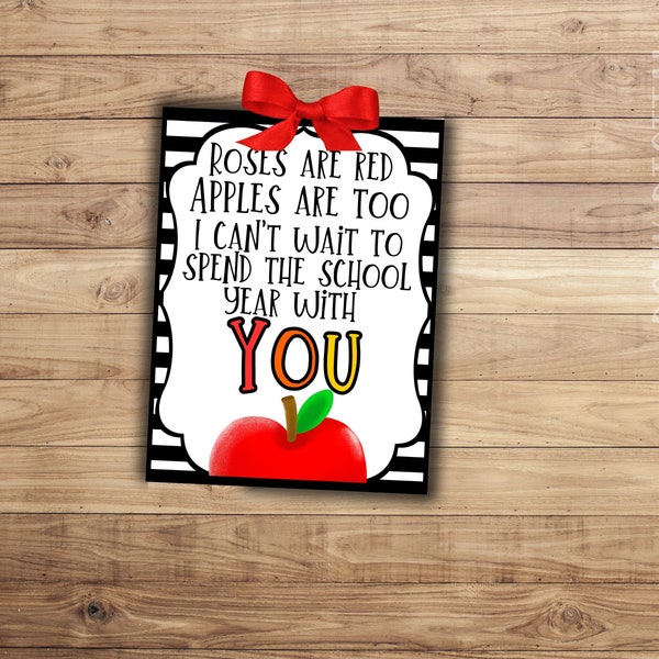 School Poem Tag -Student Gift - Classroom gift - Teacher Printable- First Day Gift Tag-