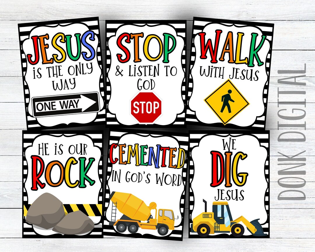 CONSTRUCTION Vacation Bible School Favors Sunday School Printable Church Printable Religious