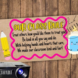 Paint-Your-Own Banner | “Class Rule” | Classroom Kindness Banner PDF | Project + Trace | Back to School Decor