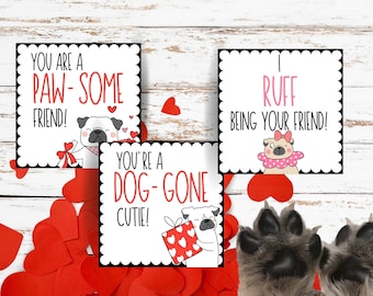 Chien Valentine’s- Valentines imprimables - Class Valentine Hand out - School Valentines- Valentine Favors - Happy Valentines Day