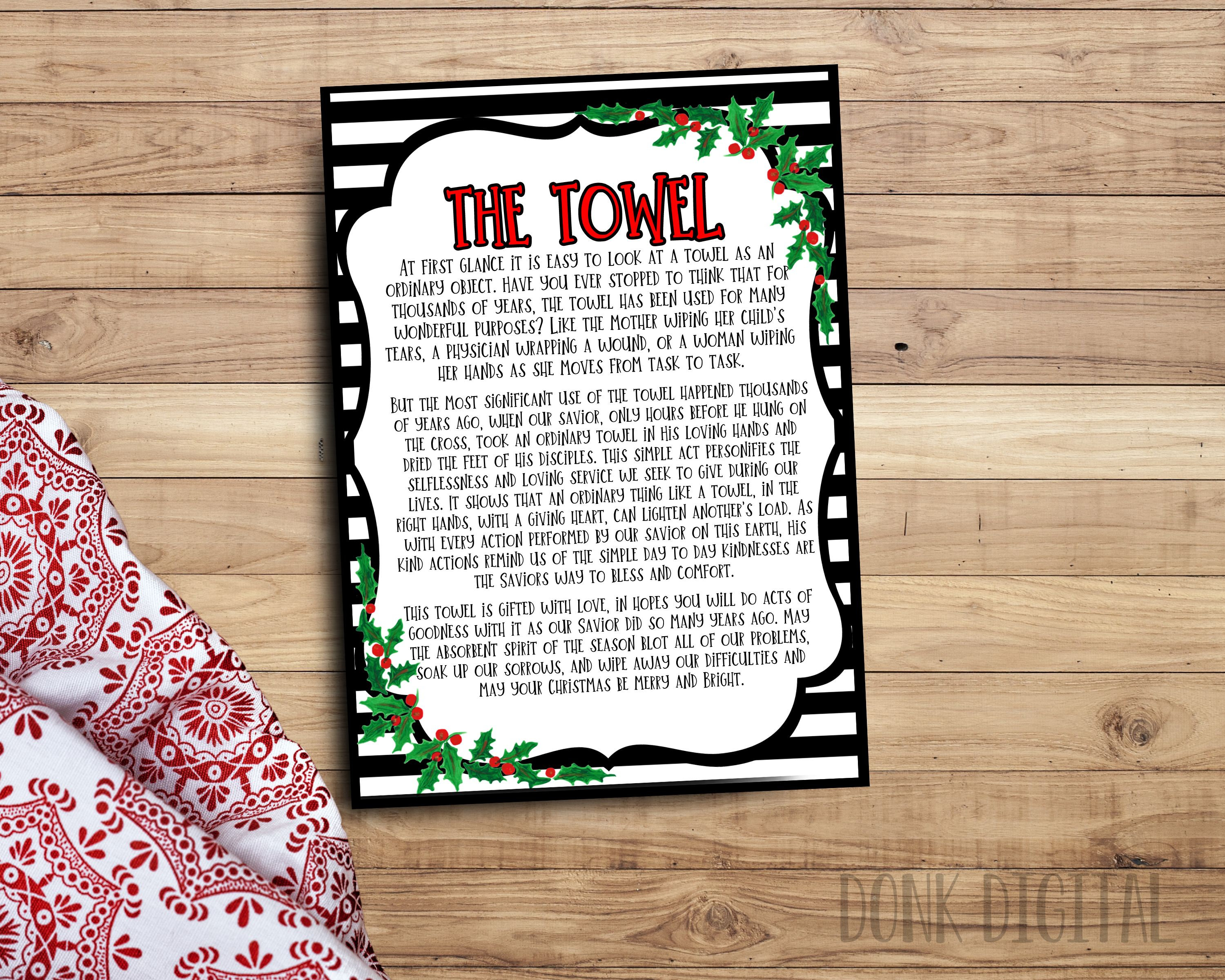 christmas towel poem printable: religious verse (pdf) - etsy uk