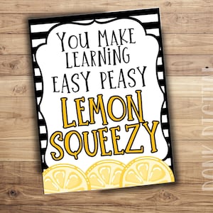 Signo de agradecimiento Easy Peasy Lemon Squeezy - Apreciación de los empleados- Almuerzo de maestros- Bagel Gracias -Apreciación del personal-PTO Temas de la PTA