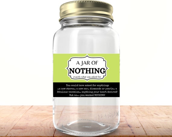 Jar of Nothing Printable Gag Gift Novelty Gift Birthday - Etsy
